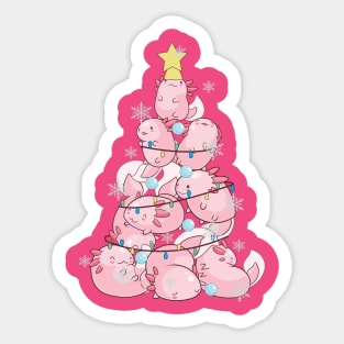 Cute Kawaii Axolotl Christmas Tree Sticker